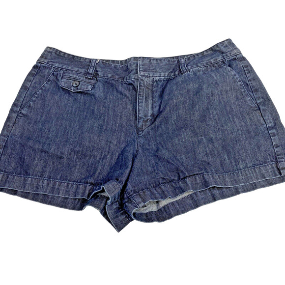 Ann Taylor Loft Blue Denim Shorts Size 12 100% Cotton Chino Classic Preppy Y2K - Picture 1 of 9